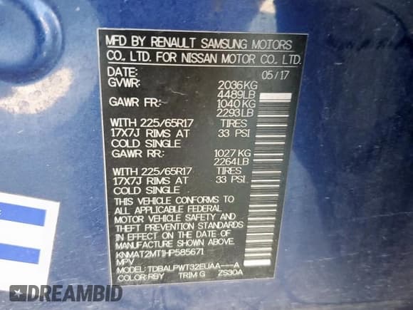 ✅ 2017 Nissan Rogue S • VIN: KNMAT2MT1HP585671 • Lot: 84985535. Listed on Copart with 92,065 mi. Free auction sales archive from the USA and detailed vehicle history report at DreamBid. Image 12.