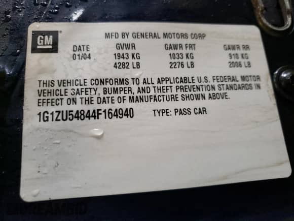 2004 Chevrolet Malibu LT with VIN 1G1ZU54844F164940, listed as a Copart auction lot 60689714 with 202,147 mi miles and Clean title. Bid and sale history available at DreamBid. Image 12.