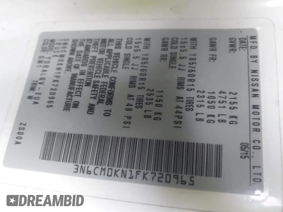 ✅ 2015 Nissan NV200 S • VIN: 3N6CM0KN1FK720965 • Лот: 43713767. Опубликован ранее на IAAI с пробегом 82 930 миль. Бесплатный доступ к архиву аукционных продаж из США и подробный отчёт об истории автомобиля на DreamBid. Изображение 9.