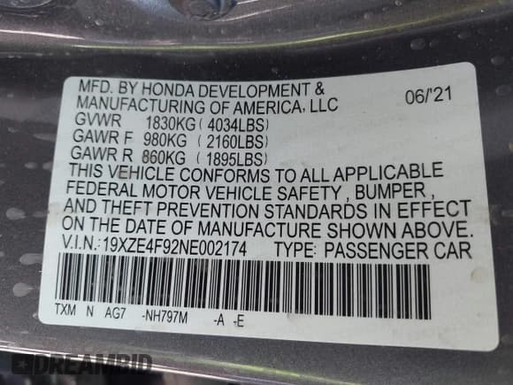 ✅ 2022 Honda Insight Touring • VIN: 19XZE4F92NE002174 • Lot: 43515550. Listed on IAAI with 9,677 mi. Free auction sales archive from the USA and detailed vehicle history report at DreamBid. Image 9.