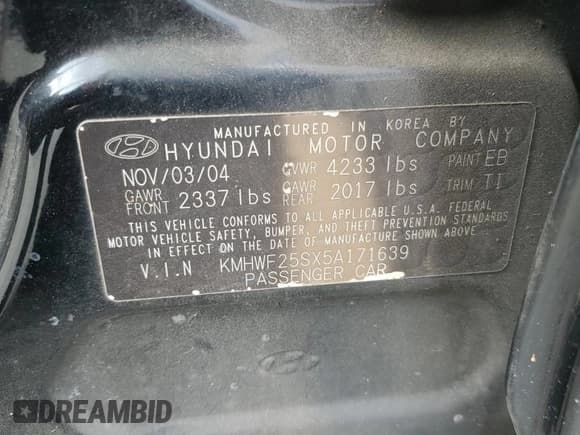 ✅ 2005 Hyundai Sonata GL • VIN: KMHWF25SX5A171639 • Лот: 73851114. Опубликован ранее на Copart с пробегом 122 206 миль. Бесплатный доступ к архиву аукционных продаж из США и подробный отчёт об истории автомобиля на DreamBid. Изображение 12.