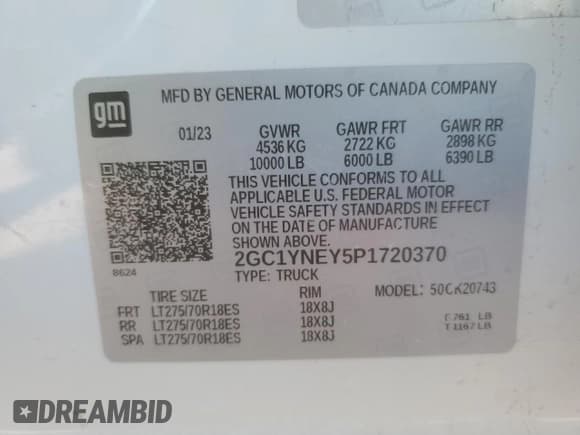 ✅ 2023 Chevrolet Silverado 2500HD LT • VIN: 2GC1YNEY5P1720370 • Лот: 49666285. Опубликован ранее на Copart с пробегом 46 416 миль. Бесплатный доступ к архиву аукционных продаж из США и подробный отчёт об истории автомобиля на DreamBid. Изображение 12.