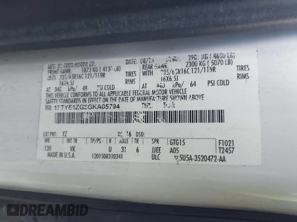 ✅ 2016 Ford Transit • VIN: 1FTYE1ZG8GKA05794 • Lot: 43484712. Wystawiony na IAAI z przebiegiem 228 485 mil. Bezpłatny archiwum sprzedaży aukcyjnych z USA i szczegółowy raport historii pojazdu na DreamBid. Zdjęcie 8.