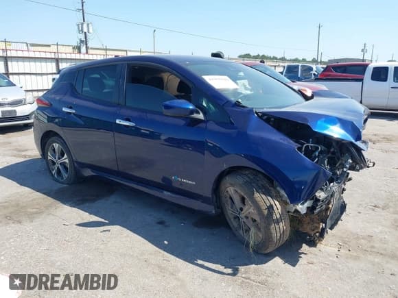 ✅ 2019 Nissan LEAF SV • VIN: 1N4AZ1CP2KC314569 • Lot: 41965846. Listed on IAAI with 43,481 mi. Free auction sales archive from the USA and detailed vehicle history report at DreamBid. Image 1.