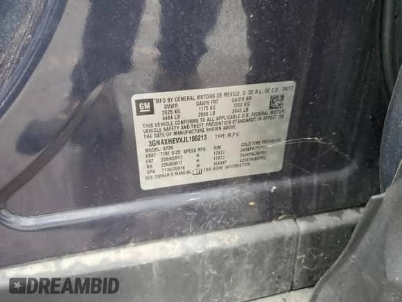 2018 Chevrolet Equinox LS z VIN 3GNAXHEVXJL106213, wystawiony jako Copart lot #82085555 z przebiegiem 65 673 mil mil oraz Szkoda całkowita • Salvage title. Historia ofert i sprzedaży dostępna na DreamBid. Obrazek 13.