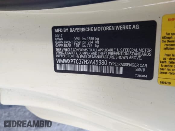 ✅ 2017 MINI Hardtop Cooper S • VIN: WMWXP7C37H2A45980 • Lot: 41593558. Wystawiony na IAAI z przebiegiem 76 591 mil. Bezpłatny archiwum sprzedaży aukcyjnych z USA i szczegółowy raport historii pojazdu na DreamBid. Zdjęcie 9.