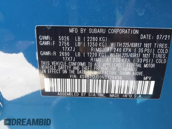 ✅ 2022 Subaru Outback Wilderness • VIN: 4S4BTGUD0N3120436 • Лот: 43439799. Опубликован ранее на IAAI с пробегом 45 337 миль. Бесплатный доступ к архиву аукционных продаж из США и подробный отчёт об истории автомобиля на DreamBid. Изображение 9.