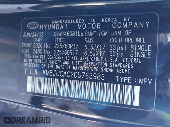 ✅ 2013 Hyundai Tucson GLS • VIN: KM8JUCAC2DU765983 • Лот: 43601339. Опубликован ранее на IAAI с пробегом 114 326 миль. Бесплатный доступ к архиву аукционных продаж из США и подробный отчёт об истории автомобиля на DreamBid. Изображение 9.
