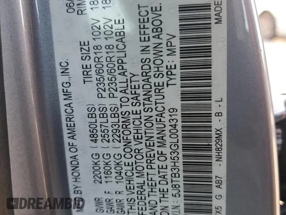 ✅ 2016 Acura RDX Technology • VIN: 5J8TB3H53GL004319 • Lot: 92525635. Listed on Copart with 139,309 mi. Free auction sales archive from the USA and detailed vehicle history report at DreamBid. Image 13.