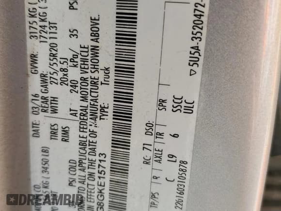 ✅ 2016 Ford F-150 Lariat • VIN: 1FTEW1EG8GKE15713 • Lot: 62521655. Listed on Copart with 95,443 mi. Free auction sales archive from the USA and detailed vehicle history report at DreamBid. Image 12.