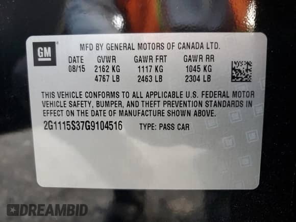 ✅ 2016 Chevrolet Impala LT • VIN: 2G1115S37G9104516 • Lot: 82523515. Wystawiony na Copart z przebiegiem 99 191 mil. Bezpłatny archiwum sprzedaży aukcyjnych z USA i szczegółowy raport historii pojazdu na DreamBid. Zdjęcie 12.