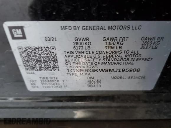 ✅ 2021 Chevrolet Traverse LT Cloth • VIN: 1GNERGKW8MJ195908 • Lot: 81688585. Wystawiony na Copart z przebiegiem 56 800 mil. Bezpłatny archiwum sprzedaży aukcyjnych z USA i szczegółowy raport historii pojazdu na DreamBid. Zdjęcie 14.