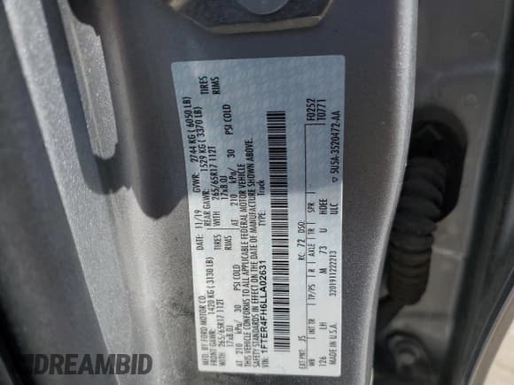 ✅ 2020 Ford Ranger XL • VIN: 1FTER4FH6LLA02631 • Lot: 52903815. Listed on Copart with 51,820 mi. Free auction sales archive from the USA and detailed vehicle history report at DreamBid. Image 15.