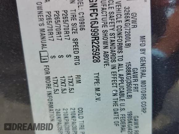 ✅ 2009 Chevrolet Suburban LS • VIN: 1GNFC16J99R225928 • Лот: 54547305. Опубликован ранее на Copart с пробегом 203 556 миль. Бесплатный доступ к архиву аукционных продаж из США и подробный отчёт об истории автомобиля на DreamBid. Изображение 13.