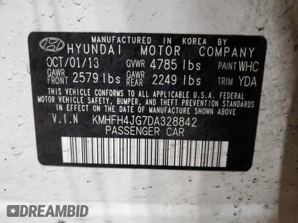 2013 Hyundai Azera с VIN KMHFH4JG7DA328842, выставлен на аукционе Copart как лот 49172895 с пробегом 171 046 миль миль и Чистый • Clean title. История ставок и продаж доступна на DreamBid. Изображение 13.