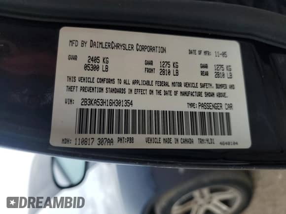 ✅ 2006 Dodge Charger R/T • VIN: 2B3KA53H16H301354 • Лот: 84337464. Размещён на Copart с пробегом 167 442 миль миль. Получите бесплатный доступ к архиву аукционных продаж из США и посмотрите подробный отчёт об истории автомобиля на DreamBid. Изображение 12.