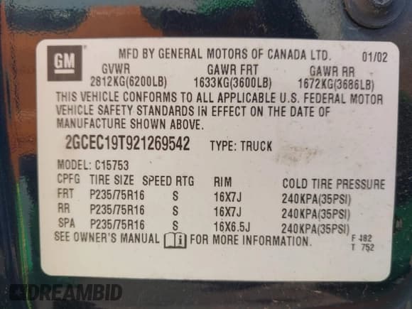 ✅ 2002 Chevrolet Silverado 1500 LT • VIN: 2GCEC19T921269542 • Lot: 43703164. Listed on IAAI with 101,615 mi. Free auction sales archive from the USA and detailed vehicle history report at DreamBid. Image 9.