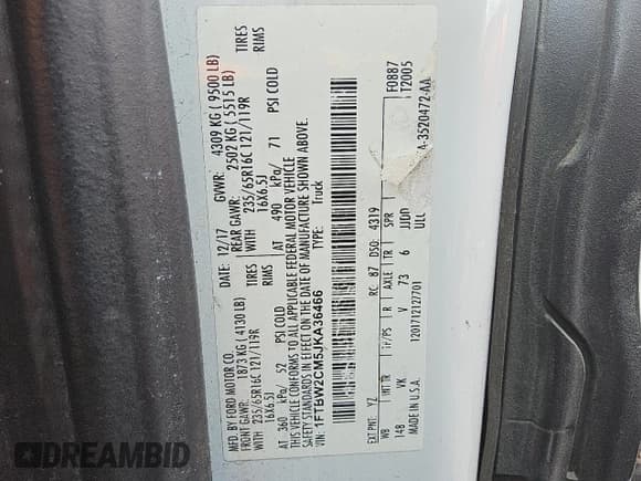 ✅ 2018 Ford Transit • VIN: 1FTBW2CM5JKA36466 • Лот: 54020275. Опубликован ранее на Copart с пробегом 160 894 миль. Бесплатный доступ к архиву аукционных продаж из США и подробный отчёт об истории автомобиля на DreamBid. Изображение 13.