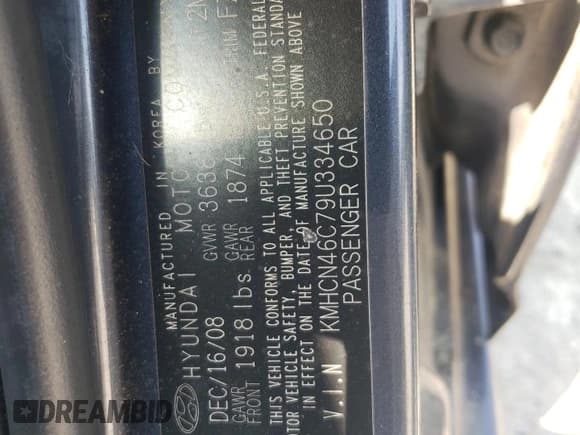 ✅ 2009 Hyundai Accent Auto GLS • VIN: KMHCN46C79U334650 • Лот: 67006405. Опубликован ранее на Copart с пробегом 63 240 миль. Бесплатный доступ к архиву аукционных продаж из США и подробный отчёт об истории автомобиля на DreamBid. Изображение 12.