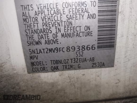 ✅ 2015 Nissan Rogue SV • VIN: 5N1AT2MV9FC893866 • Lot: 43691261. Listed on IAAI with 138,234 mi. Free auction sales archive from the USA and detailed vehicle history report at DreamBid. Image 9.