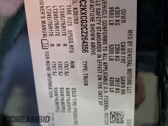 ✅ 2012 Chevrolet Silverado 2500HD LT • VIN: 1GC2KXCG2CZ264356 • Lot: 71437475. Listed on Copart with 206,321 mi. Free auction sales archive from the USA and detailed vehicle history report at DreamBid. Image 13.