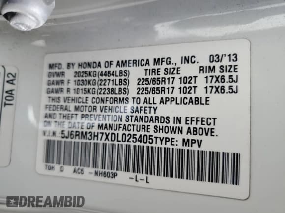 ✅ 2013 Honda CR-V EX-L • VIN: 5J6RM3H7XDL025405 • Lot: 82559825. Wystawiony na Copart z przebiegiem 165 879 mil. Bezpłatny archiwum sprzedaży aukcyjnych z USA i szczegółowy raport historii pojazdu na DreamBid. Zdjęcie 13.