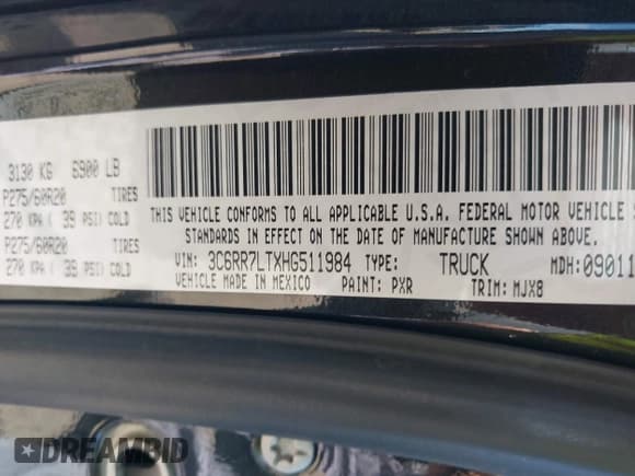 ✅ 2017 Ram 1500 Big Horn • VIN: 3C6RR7LTXHG511984 • Lot: 42696431. Listed on IAAI with 252,406 mi. Free auction sales archive from the USA and detailed vehicle history report at DreamBid. Image 9.