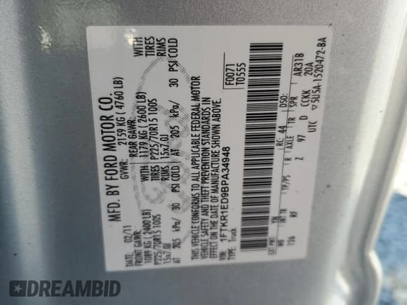 ✅ 2011 Ford Ranger XL • VIN: 1FTKR1ED9BPA34948 • Лот: 86230205. Опубликован ранее на Copart с пробегом 123 102 миль. Бесплатный доступ к архиву аукционных продаж из США и подробный отчёт об истории автомобиля на DreamBid. Изображение 12.