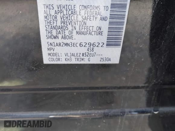 ✅ 2014 Nissan Pathfinder SL • VIN: 5N1AR2MN3EC629622 • Lot: 43816311. Listed on IAAI with 235,865 mi. Free auction sales archive from the USA and detailed vehicle history report at DreamBid. Image 9.