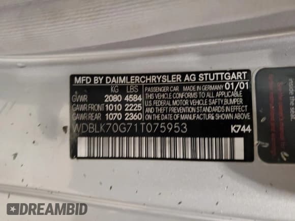 ✅ 2001 Mercedes-Benz CLK 320/430 • VIN: WDBLK70G71T075953 • Lot: 79556524. Wystawiony na Copart z przebiegiem 71 428 mil. Bezpłatny archiwum sprzedaży aukcyjnych z USA i szczegółowy raport historii pojazdu na DreamBid. Zdjęcie 12.