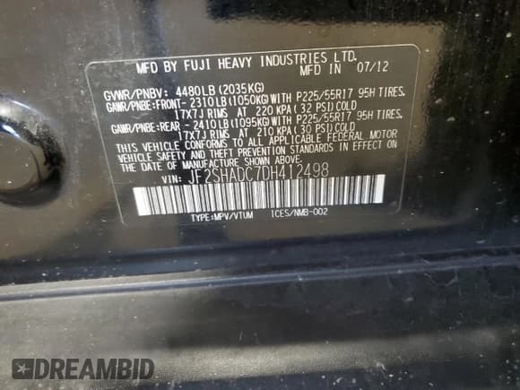 ✅ 2013 Subaru Forester X Premium • VIN: JF2SHADC7DH412498 • Lot: 92716765. Listed on Copart with 135,145 mi. Free auction sales archive from the USA and detailed vehicle history report at DreamBid. Image 13.