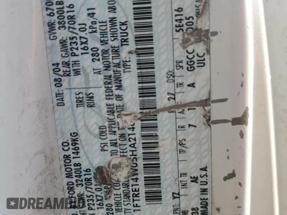 ✅ 2005 Ford Econoline Cargo • VIN: 1FTRE14W05HA21467 • Lot: 71631015. Listed on Copart with Not provided. Free auction sales archive from the USA and detailed vehicle history report at DreamBid. Image 13.