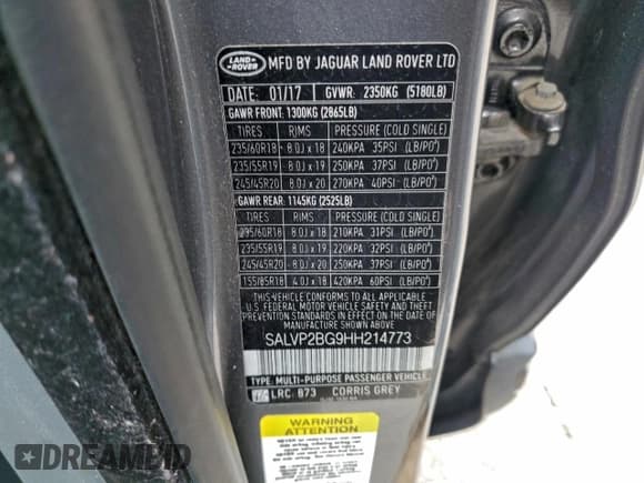 ✅ 2017 Land Rover Range Rover Evoque SE • VIN: SALVP2BG9HH214773 • Lot: 94098545. Listed on Copart with 98,762 mi. Free auction sales archive from the USA and detailed vehicle history report at DreamBid. Image 13.