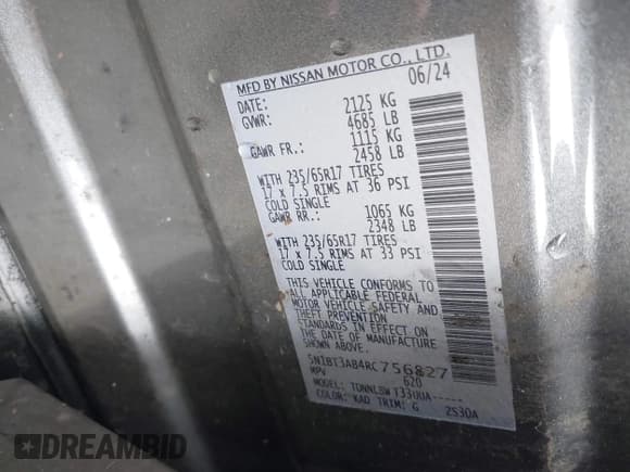 ✅ 2024 Nissan Rogue S • VIN: 5N1BT3AB4RC756827 • Лот: 42637554. Опубликован ранее на IAAI с пробегом 46 172 миль. Бесплатный доступ к архиву аукционных продаж из США и подробный отчёт об истории автомобиля на DreamBid. Изображение 9.