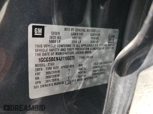 ✅ 2018 Chevrolet Colorado 2WD Work Truck • VIN: 1GCGSBEN4J1190275 • Лот: 67273204. Опубликован ранее на Copart с пробегом Не указан. Бесплатный доступ к архиву аукционных продаж из США и подробный отчёт об истории автомобиля на DreamBid. Изображение 13.