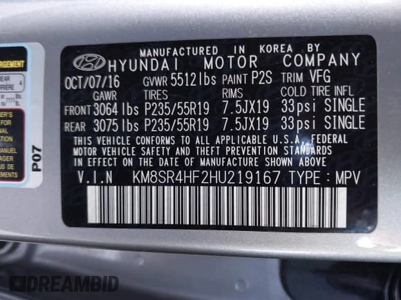 ✅ 2017 Hyundai Santa Fe Limited Ultimate • VIN: KM8SR4HF2HU219167 • Лот: 42147055. Опубликован ранее на IAAI с пробегом 153 467 миль. Бесплатный доступ к архиву аукционных продаж из США и подробный отчёт об истории автомобиля на DreamBid. Изображение 9.