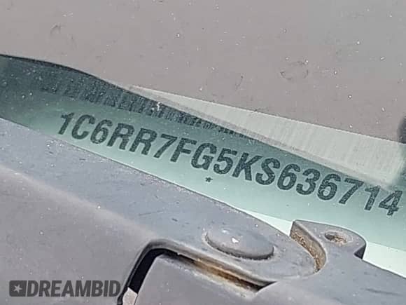 2019 Ram 1500 Tradesman with VIN 1C6RR7FG5KS636714, listed as a IAAI auction lot 42270900 with 55,175 mi miles and . Bid and sale history available at DreamBid. Image 17.