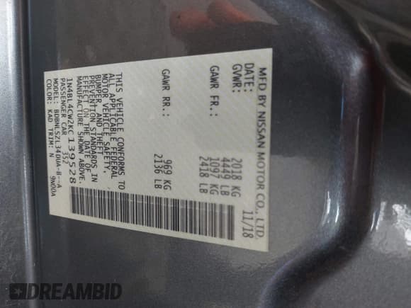 ✅ 2019 Nissan Altima SR • VIN: 1N4BL4CW2KC139528 • Lot: 43218262. Listed on IAAI with 80,478 mi. Free auction sales archive from the USA and detailed vehicle history report at DreamBid. Image 9.