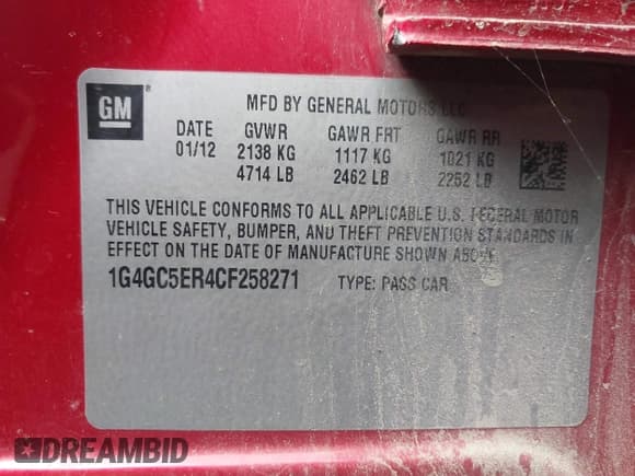 ✅ 2012 Buick LaCrosse Leather • VIN: 1G4GC5ER4CF258271 • Lot: 42268129. Wystawiony na IAAI z przebiegiem 152 000 mil. Bezpłatny archiwum sprzedaży aukcyjnych z USA i szczegółowy raport historii pojazdu na DreamBid. Zdjęcie 9.