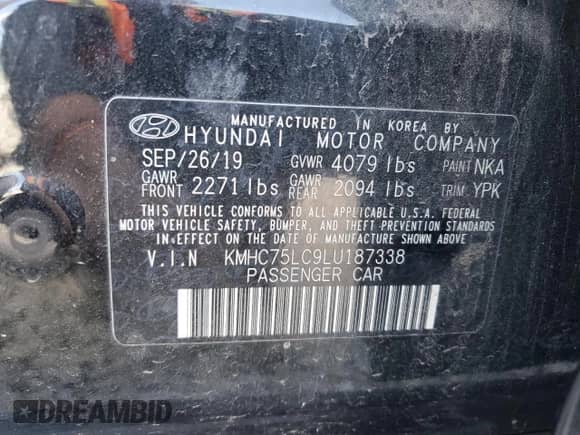 2020 Hyundai Ioniq SE с VIN KMHC75LC9LU187338, выставлен на аукционе Copart как лот 76574624 с пробегом 61 324 миль миль и Списание • Salvage title. История ставок и продаж доступна на DreamBid. Изображение 13.