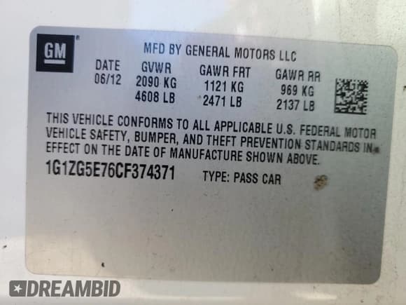 ✅ 2012 Chevrolet Malibu LTZ • VIN: 1G1ZG5E76CF374371 • Lot: 68015294. Wystawiony na Copart z przebiegiem Nie podano. Bezpłatny archiwum sprzedaży aukcyjnych z USA i szczegółowy raport historii pojazdu na DreamBid. Zdjęcie 14.