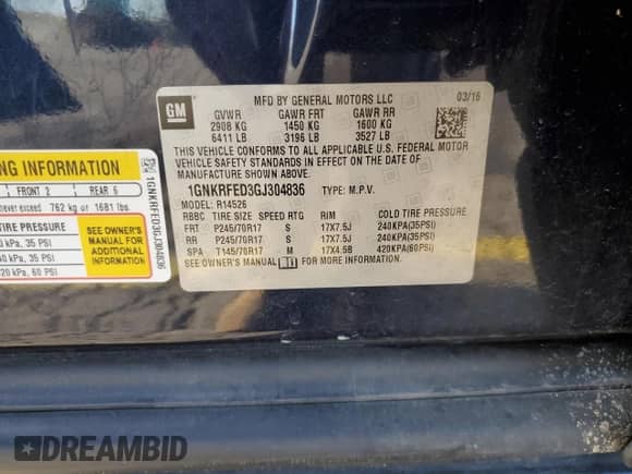 2016 Chevrolet Traverse LS z VIN 1GNKRFED3GJ304836, wystawiony jako Copart lot #86156595 z przebiegiem 95 570 mil mil oraz Czysty tytuł • Clean title. Historia ofert i sprzedaży dostępna na DreamBid. Obrazek 13.