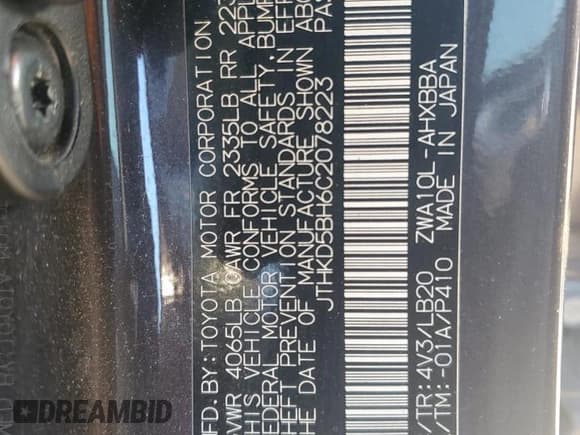 ✅ 2012 Lexus CT 200h Premium • VIN: JTHKD5BH6C2078223 • Lot: 91512575. Listed on Copart with 136,164 mi. Free auction sales archive from the USA and detailed vehicle history report at DreamBid. Image 12.