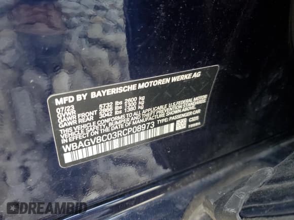 ✅ 2024 BMW 8 Series M850i • VIN: WBAGV8C03RCP08973 • Lot: 60510165. Listed on Copart with 30,276 mi. Free auction sales archive from the USA and detailed vehicle history report at DreamBid. Image 12.