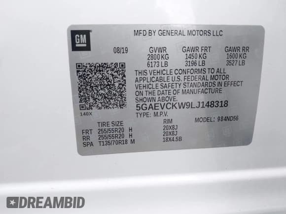 ✅ 2020 Buick Enclave Avenir • VIN: 5GAEVCKW9LJ148318 • Lot: 42065018. Wystawiony na IAAI z przebiegiem 77 783 mil. Bezpłatny archiwum sprzedaży aukcyjnych z USA i szczegółowy raport historii pojazdu na DreamBid. Zdjęcie 9.