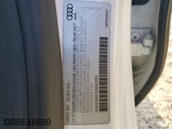 ✅ 2018 Audi A7 Prestige • VIN: WAU23AFC8JN063209 • Lot: 48946383. Wystawiony na Copart z przebiegiem Nie podano. Bezpłatny archiwum sprzedaży aukcyjnych z USA i szczegółowy raport historii pojazdu na DreamBid. Zdjęcie 13.