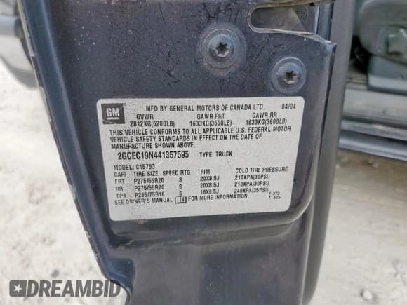 ✅ 2004 Chevrolet Silverado 1500 Work Truck • VIN: 1GCEC19X94Z228762 • Lot: 93012595. Listed on Copart with 232,521 mi. Free auction sales archive from the USA and detailed vehicle history report at DreamBid. Image 12.