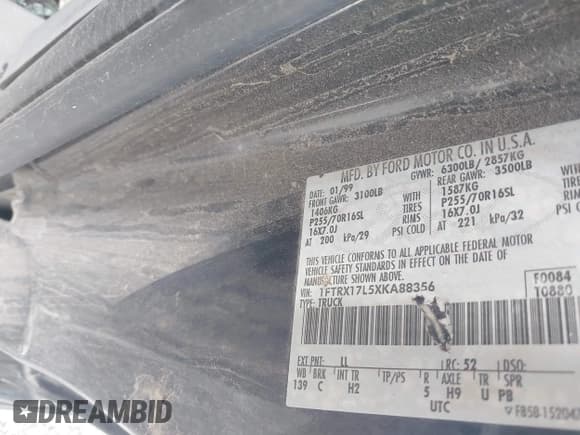 ✅ 1999 Ford F-150 XL • VIN: 1FTRX17L5XKA88356 • Lot: 41133256. Listed on IAAI with Not provided. Free auction sales archive from the USA and detailed vehicle history report at DreamBid. Image 9.