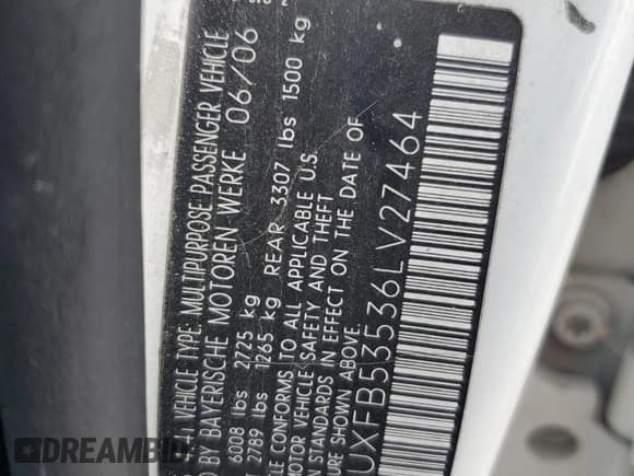 ✅ 2006 BMW X5 4.4i • VIN: 5UXFB53536LV27464 • Lot: 67888845. Listed on Copart with Not provided. Free auction sales archive from the USA and detailed vehicle history report at DreamBid. Image 13.