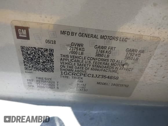 ✅ 2018 Chevrolet Silverado 1500 Custom • VIN: 1GCRCPEC1JZ354858 • Лот: 42307502. Опубликован ранее на IAAI с пробегом 149 719 миль. Бесплатный доступ к архиву аукционных продаж из США и подробный отчёт об истории автомобиля на DreamBid. Изображение 9.